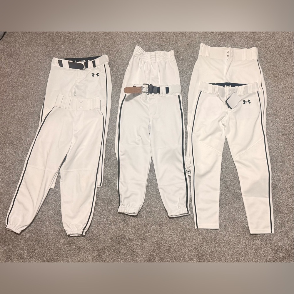 Bundle Of 6 Under Armor Team Baseball Pants Boys / Girls Size XS S M Polyester